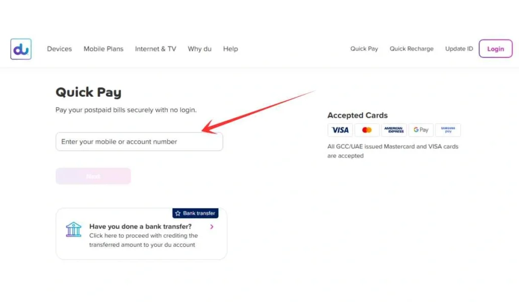 Check du Bill Through Quick Pay
