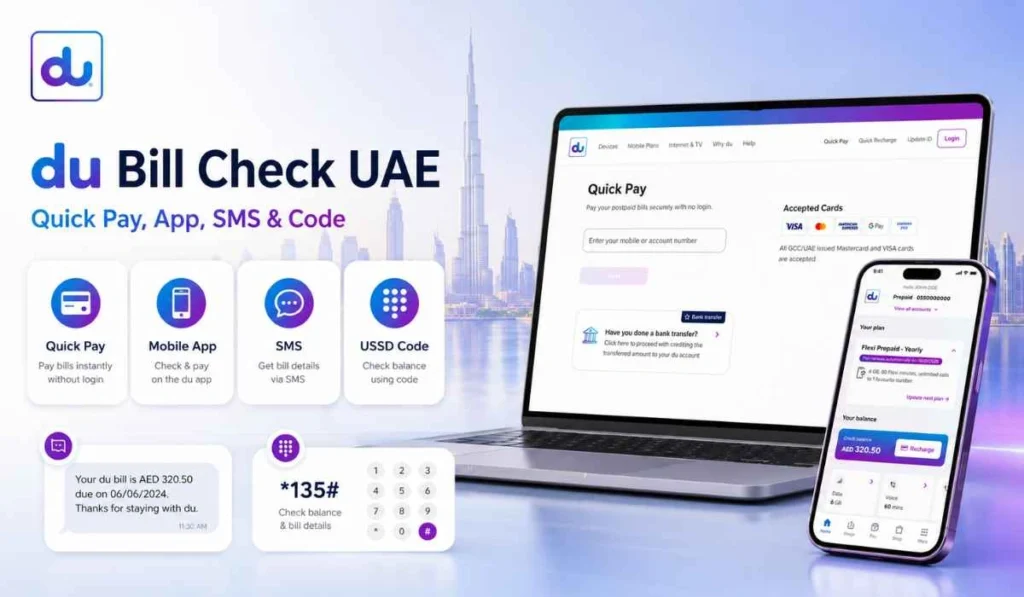 du Bill Check UAE: Quick Pay, App, SMS & Code